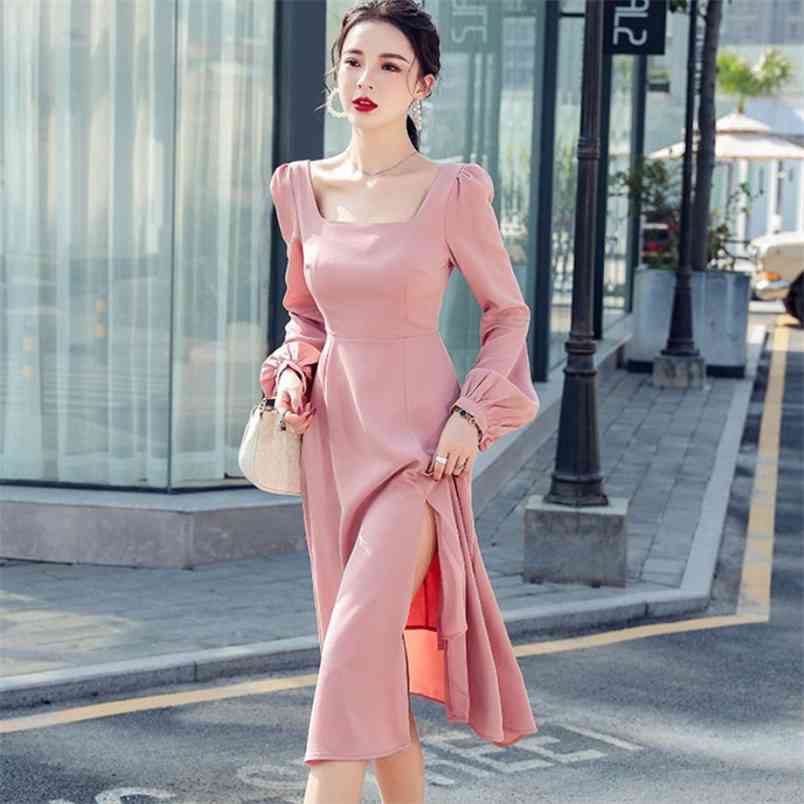 Korean Fashion Spring Dress Girls Boho Party Chiffon Female Elegant Square Collar Long Sleeve Women Dresses Robe Vestido 210519, Pink
Korean Fashion Spring Dress Girls Boho Party Chiffon Female Elegant Square Collar Long Sleeve Women Dresses Robe Vestido 210519, Pink