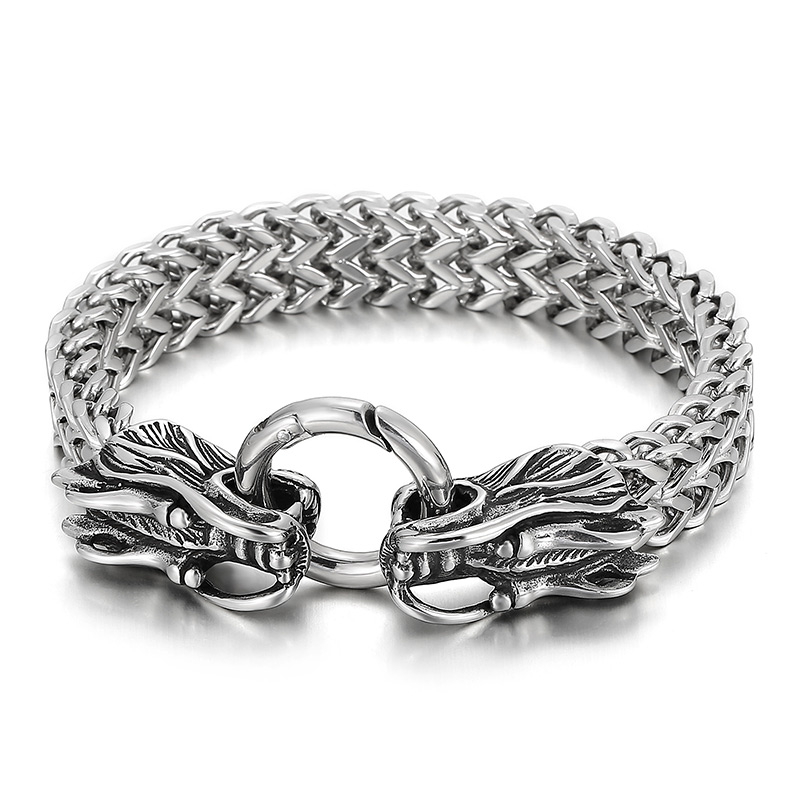 80g Men's Biker 316L Stainless steel Figaro Link Chain Dragon head bracelet 8.66'' Black silver
80g Men's Biker 316L Stainless steel Figaro Link Chain Dragon head bracelet 8.66'' Black silver