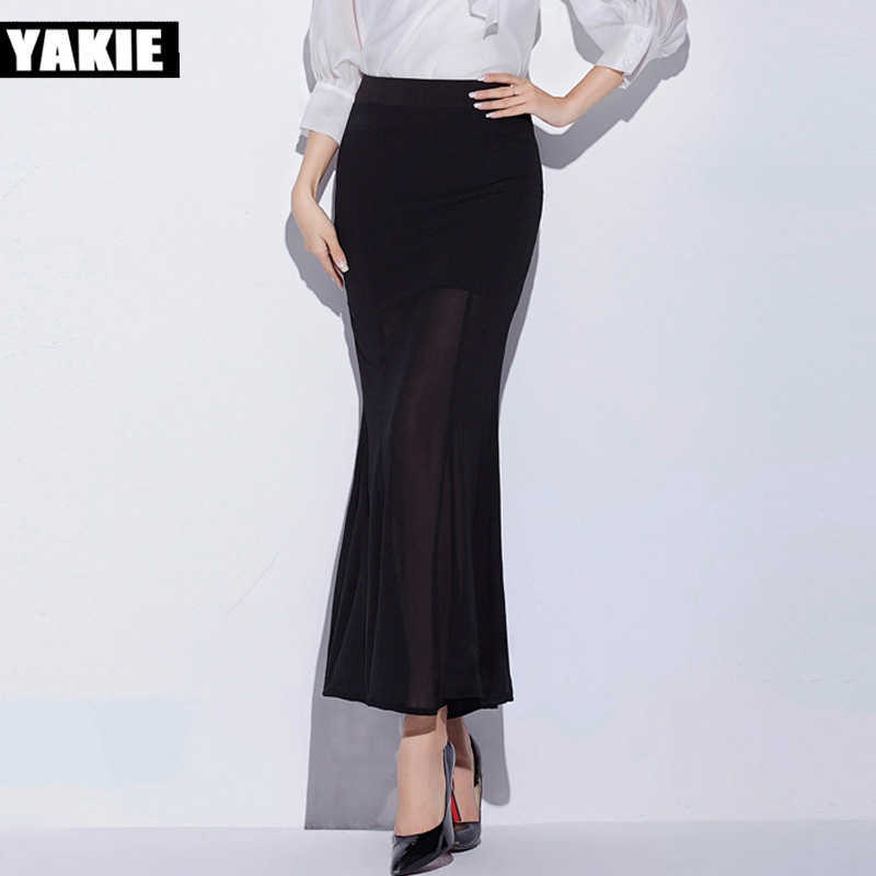 Long Skirts Plus Size Casual Women Fashion Fishitail Skirt Clothing Chic Sexy Lady Trumpet chiffon voile mermaid skirt 210608