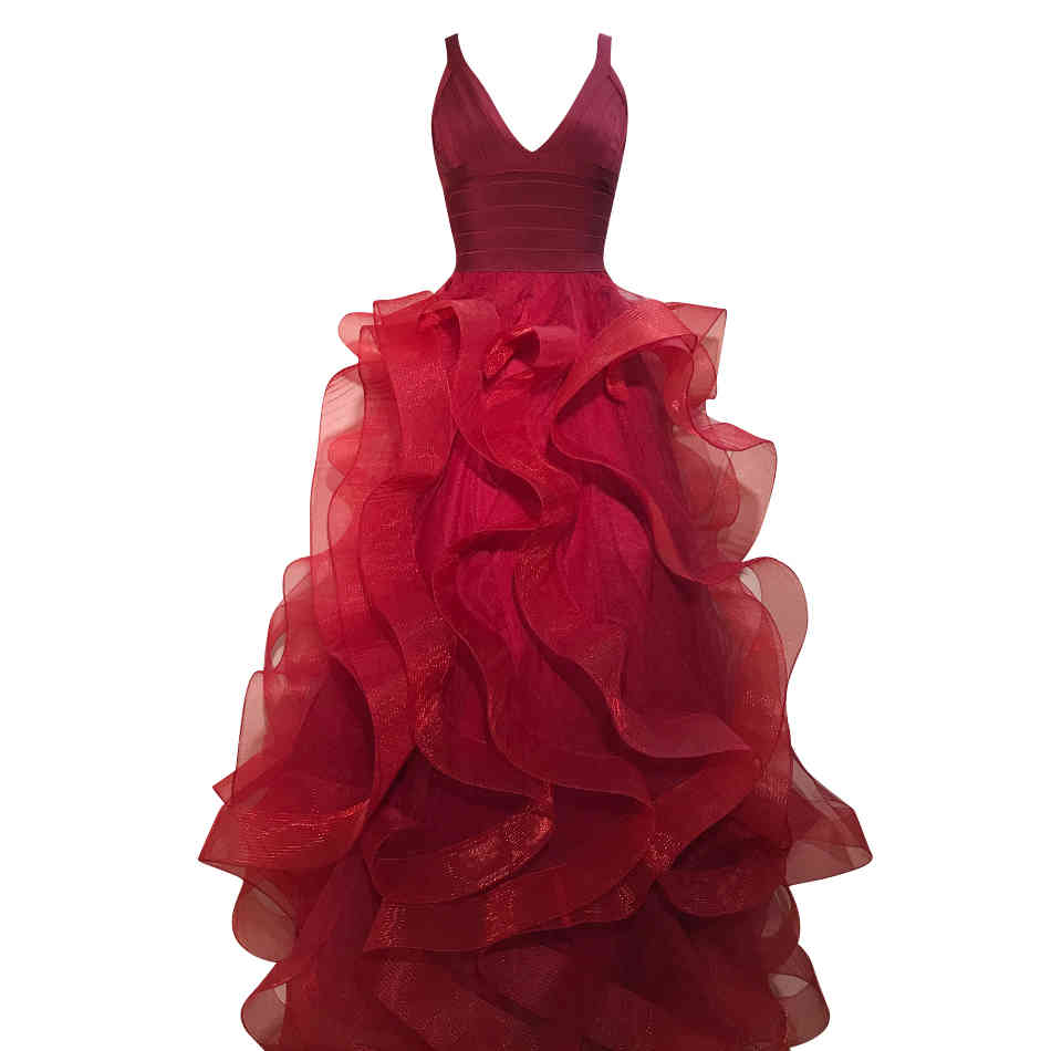 Summer Women's Spaghetti Strap Lace Bandage Dress Sexy V Neck Ruffles Floor Length Celebrity Party Evening 210423