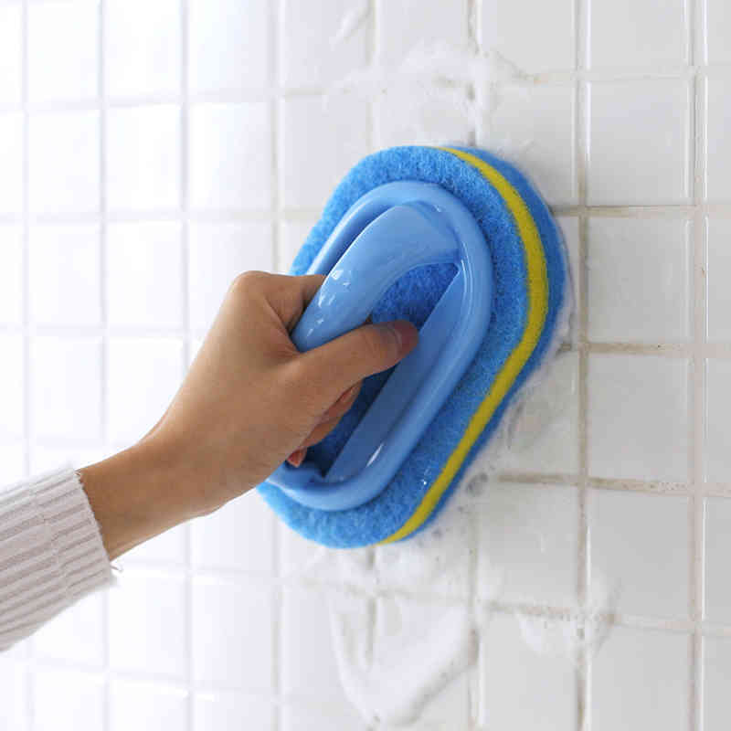 Handle Sponge Brush Kitchen Cleaning Bathroom Toilet Glass Wall Cleaning Bath Brush Handle Sponge Bottom Brush Window Cleaner