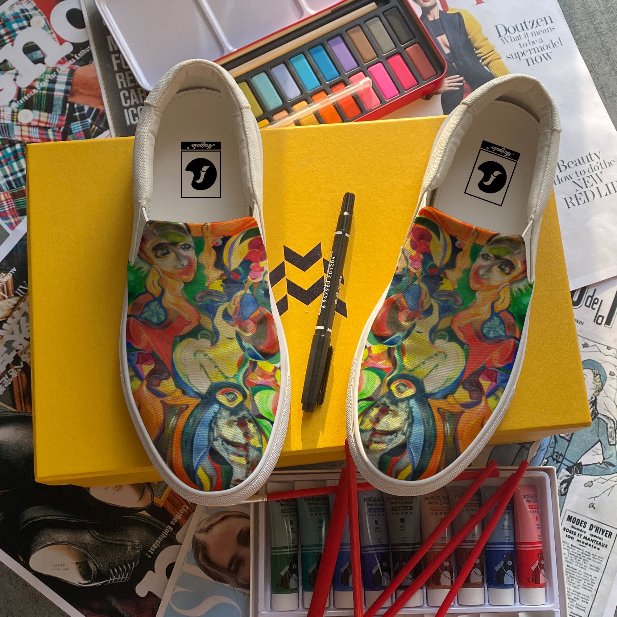 Men casual Slip-On Canvas Sneaker Oil painting Custom Own Shoes handmade flat rubber sole yellow all-match fashion shoes YH00048, Khaki
Men casual Slip-On Canvas Sneaker Oil painting Custom Own Shoes handmade flat rubber sole yellow all-match fashion shoes YH00048, Khaki