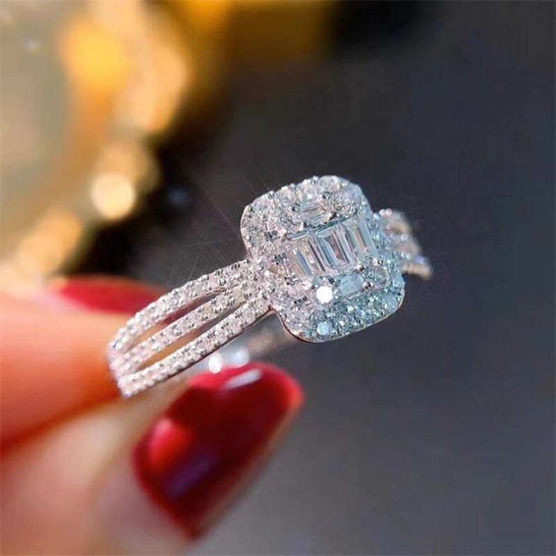 2024 Jewelry Wedding Rings: Sterg Sier Princess Cut White Topaz Bridal Ring Set ea2e