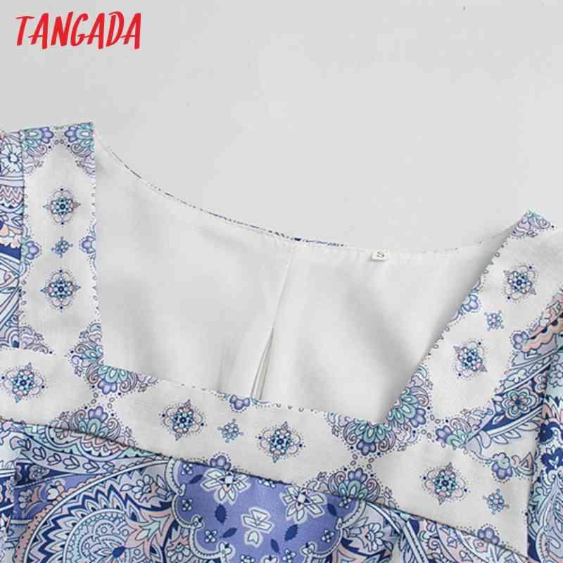 Women Retro Print Crop Chiffon Shirt Summer Blouse Long Sleeve Chic Female Tops 4N09 210416