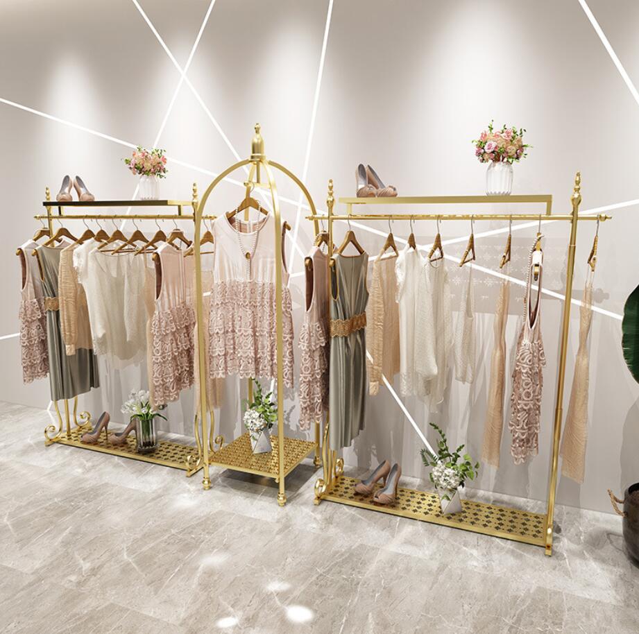 Women's clothing rack Commercial Furniture shopping mall clothes racks iron hanging cloth shelf landing custom
