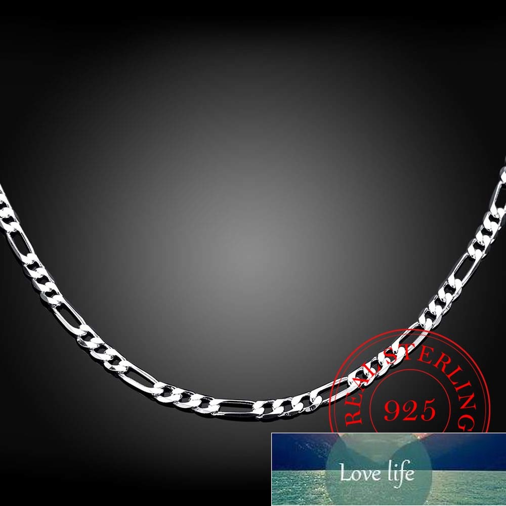 40-75cm Slim 925 Sterling Silver 4mm Figaro Chain Necklace for Women Girl Boy Kids Italy Jewelry Kolye Collares Sieraden Colier