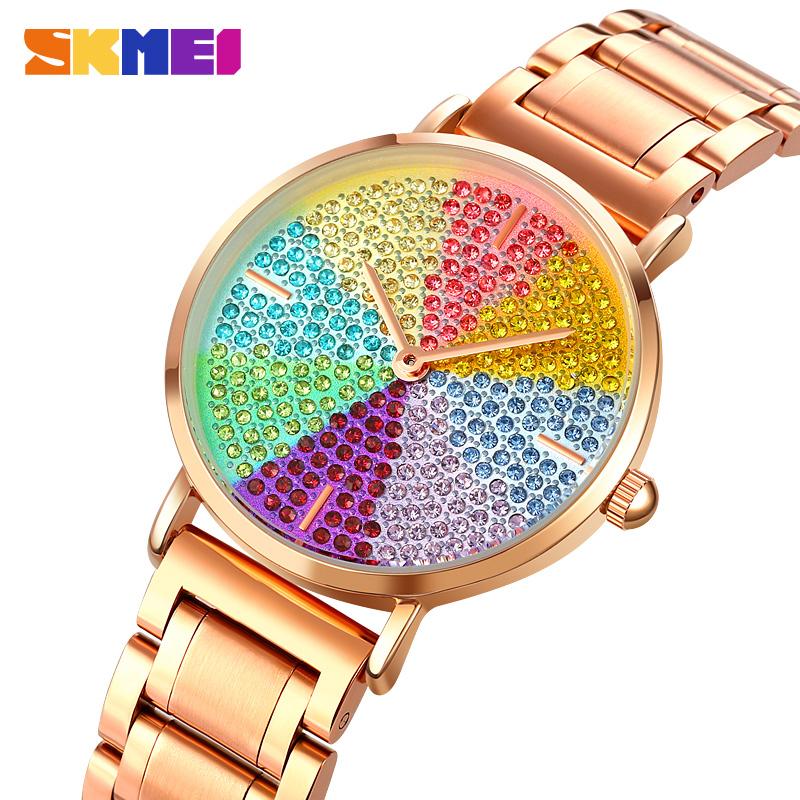 Wristwatches Luxury Fashion Girls Women's Watch Colorful Rhinestone Dial SKMEI Bracelet Women Wrist Quartz Movement Relogio Feminino, Rosegold-gd
Wristwatches Luxury Fashion Girls Women's Watch Colorful Rhinestone Dial SKMEI Bracelet Women Wrist Quartz Movement Relogio Feminino, Rosegold-gd