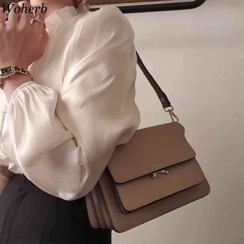 Women Casual Blouse Spring Summer Ruffle V-neck Puff Sleeve Luster Apricot Shirts Woman Fashion Korean Chic Tops Blusas 210519
