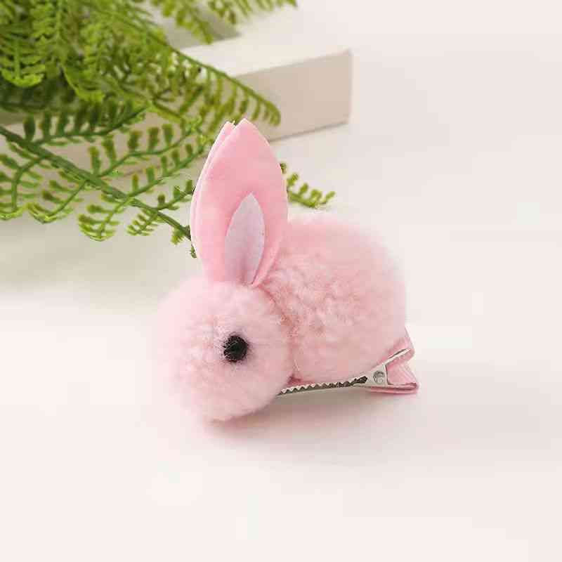 Hair Accessories Net Red Cute Little Rabbit Three-dimensional Plush Hairpin Student Korean Version Sweet Headdress Super Fairy