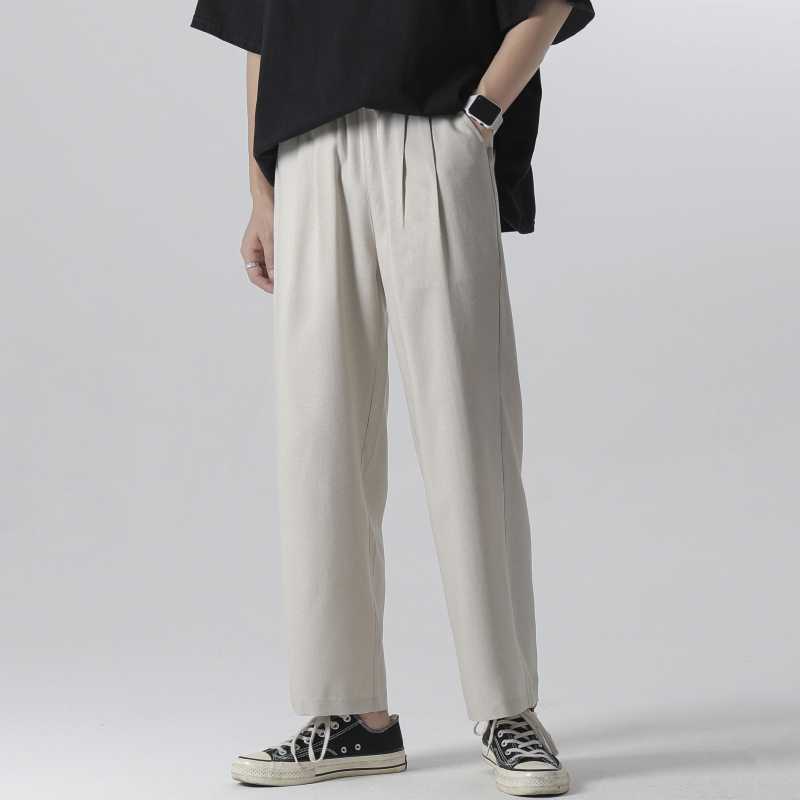 Single Road Mens Wide Leg Pants Summer Light Weight Joggers Trousers Japanese Streetwear Cold Feeling Comfortable Home Pants Men Y0811