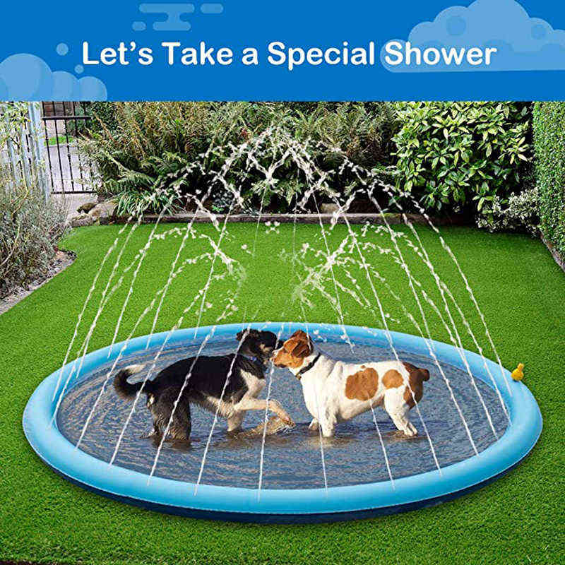 free shipping Smmer Dog Toy Splash Sprinkler Pad for Dogs Thicken Pet Pool Interactive Outdoor Play Water Mat Toys Cats and Children 211111