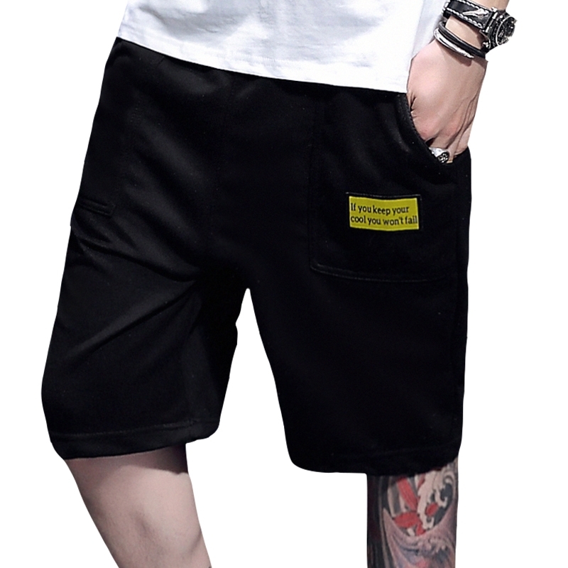 100% Black Shorts Men Summer Casual Runing Short Masculino Mid-wise Elastic Gym Fitness Short Pants Men Borad Oversized 4xl 210601