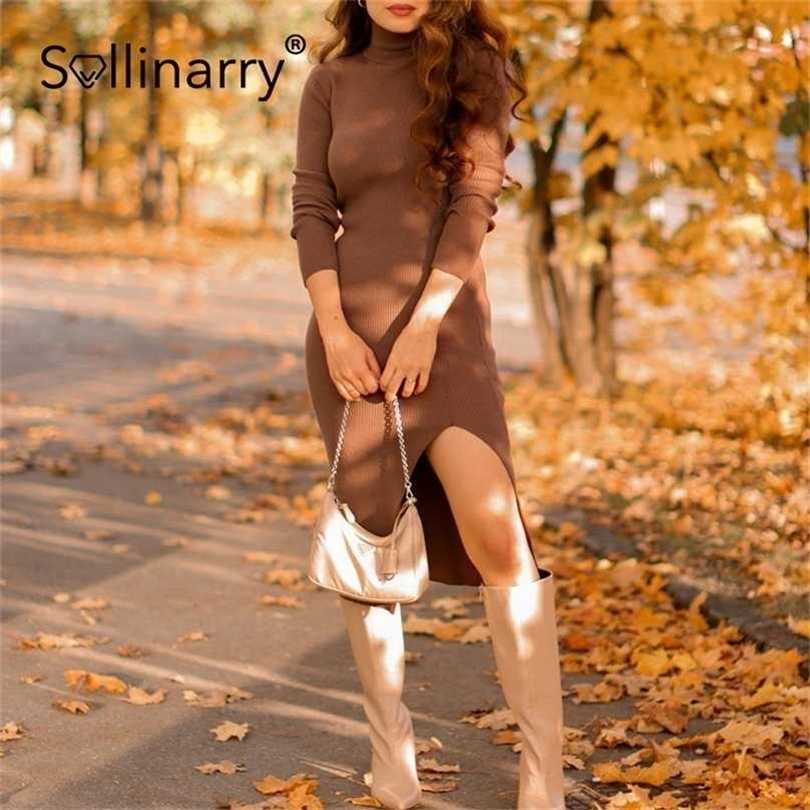 Sollinarry High split knitted dres Elegant long sleeve turtleneck basic winter sweater female Solid slim vestidos 211109, Dark brown
Sollinarry High split knitted dres Elegant long sleeve turtleneck basic winter sweater female Solid slim vestidos 211109, Dark brown