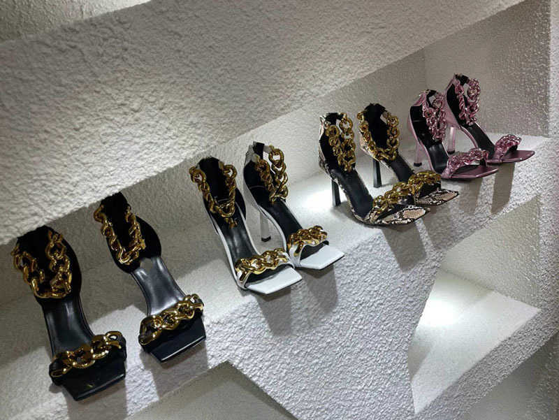 2021 Stilettos Sandals Women Real Leather Narrow Band Metal Chain Ankle Strap Sandalias Summer Sexy Elegant Banquet Shoes, Black
2021 Stilettos Sandals Women Real Leather Narrow Band Metal Chain Ankle Strap Sandalias Summer Sexy Elegant Banquet Shoes, Black