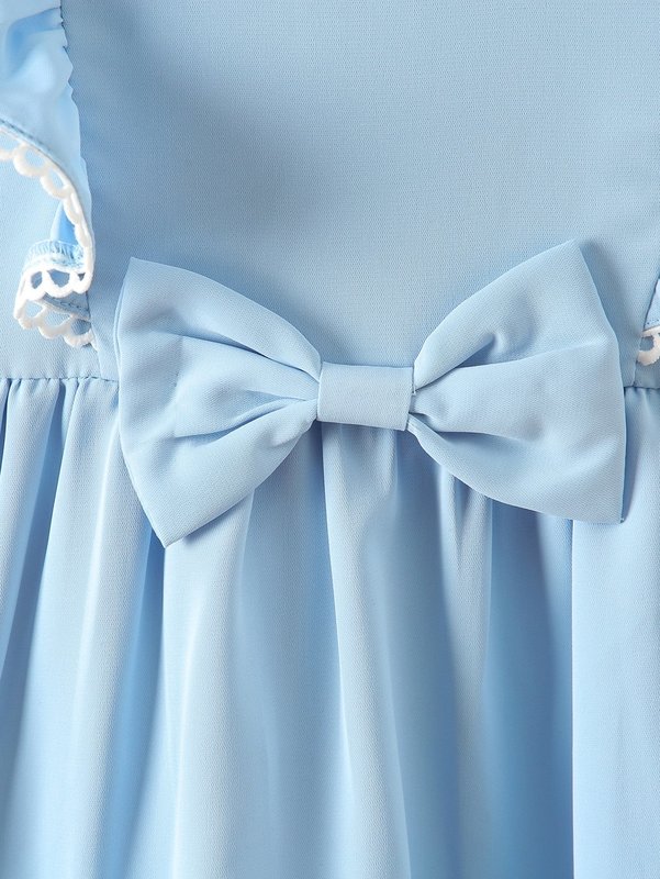 Toddler Girls Bow Front Guipure Lace Detail Ruffle Trim Dress SHE