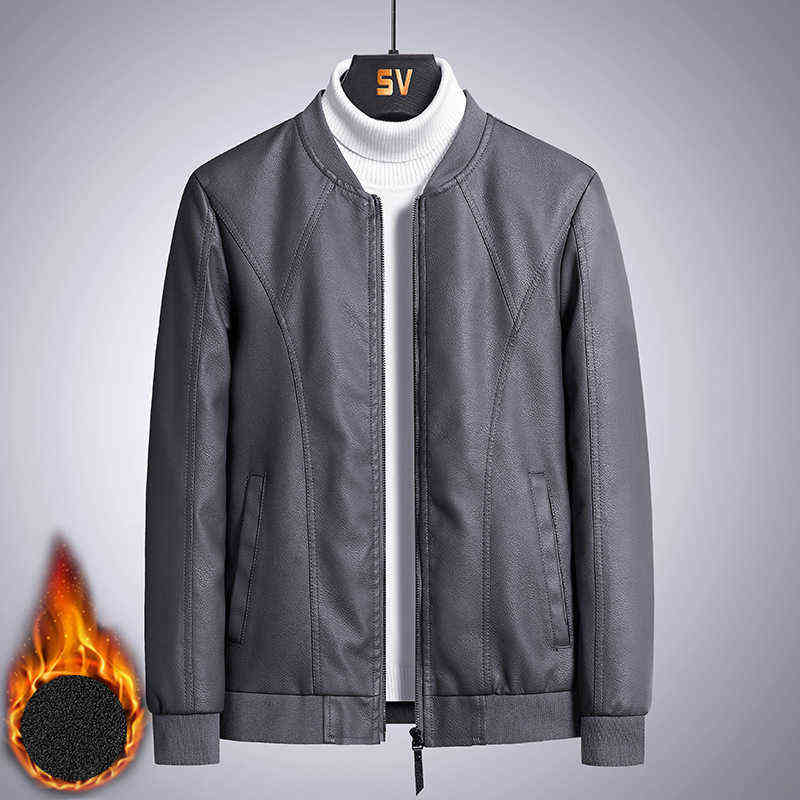 Leather Jacket Men Winter Fleece Fashion Business Casual Motorcycle Jacket Autumn Winter Windproof Black Coats Male 6XL 7XL 8XL 211111