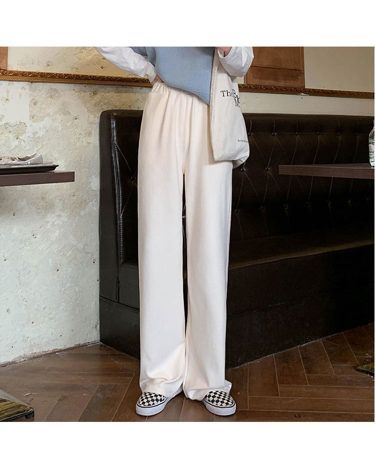 4Colors long Trousers Women Loose breif Straight Pants Casual knit warm Pants Female Thick Wide Leg Pants women(X1713 210423