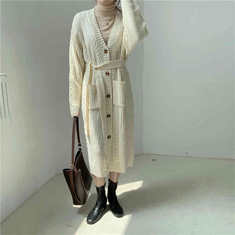 Autumn Winter V-neck Twist Knitted Cardigan Sweater Office Lady Work Wear Tops Solid Long Sleeve Sweaters Female 210421