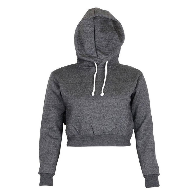 Autumn Women Hoodies Solid Crop Hoodie Long Sleeve Jumper Hooded Pullover Coat Casual Sweatshirt Top Sudaderas Mujer 210426