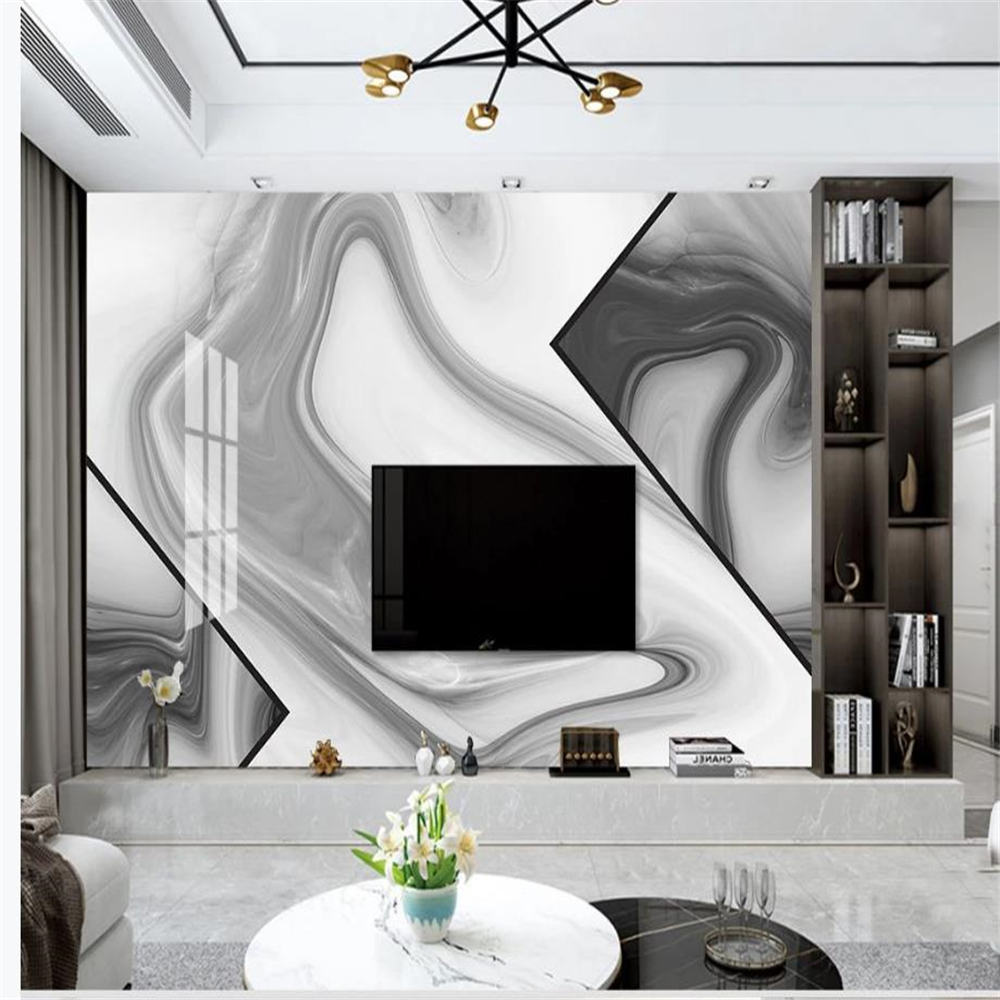 3d customized wallpaper Simple elegant white gray marble wallpapers background wall