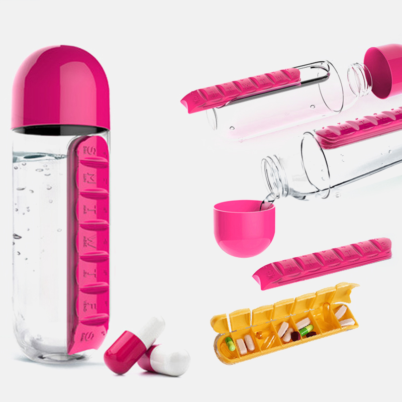 600ML Water Bottle With Pillbox Plastic Drink Bottles Medicine Pills Box Travel 7 Days Drug Organizer Drinking Container WLL986
600ML Water Bottle With Pillbox Plastic Drink Bottles Medicine Pills Box Travel 7 Days Drug Organizer Drinking Container WLL986