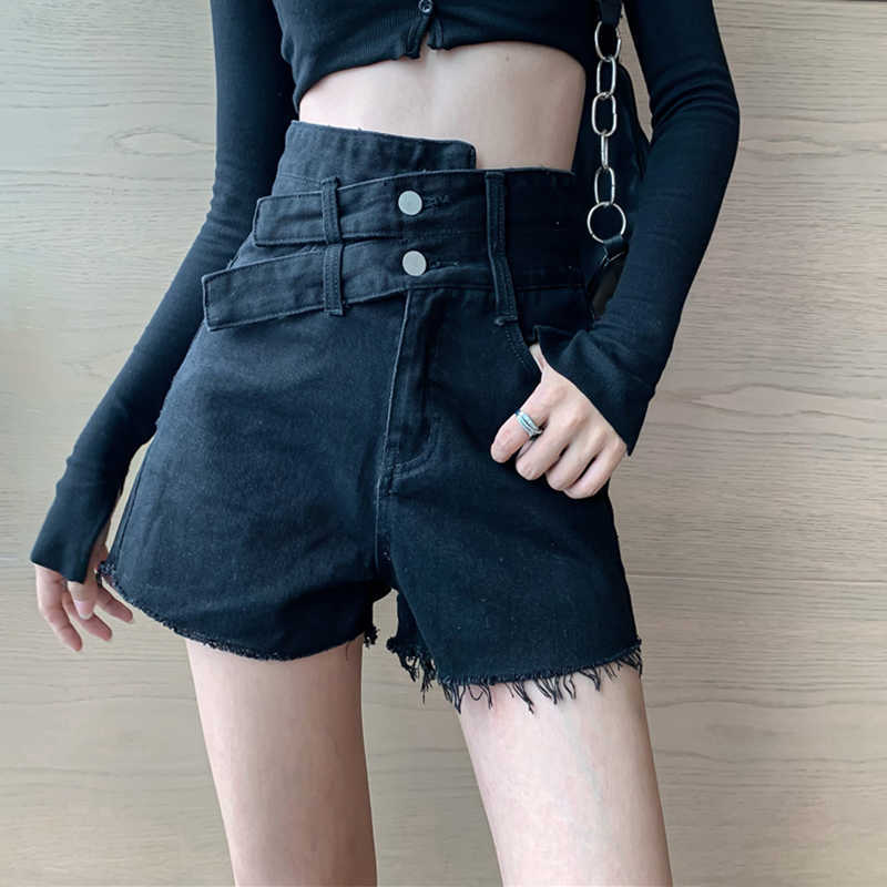 SURMIITRO Denim Shorts Women est Summer Korean Style Black Blue Fashion High Waist Female Short Pants Jeans 210714
