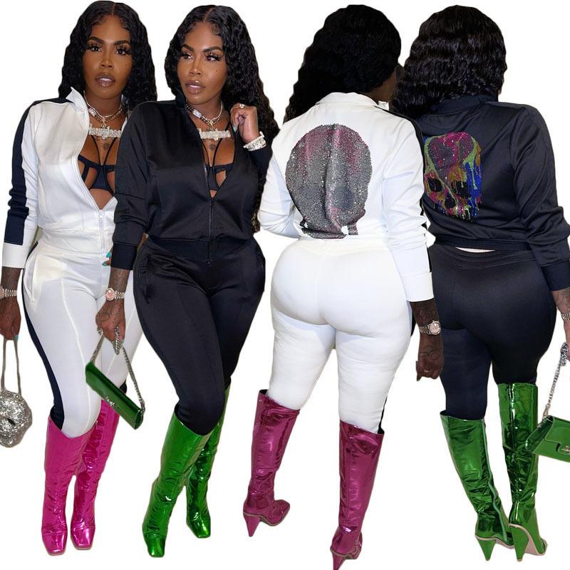 Women' Two Piece Pants Set Women Diamond Skull Simple Sporty Zipper Long Sleeve Top+ Slim Pencil Outfits, Black
Women' Two Piece Pants Set Women Diamond Skull Simple Sporty Zipper Long Sleeve Top+ Slim Pencil Outfits, Black