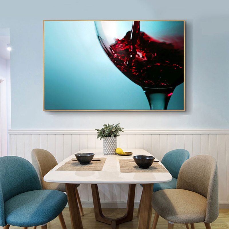 Canvas Paintings Wall Art Pictures Oil Painting Modern Kitchen Drink Glass Red Wine Bar Dinning Room Decor No Frame