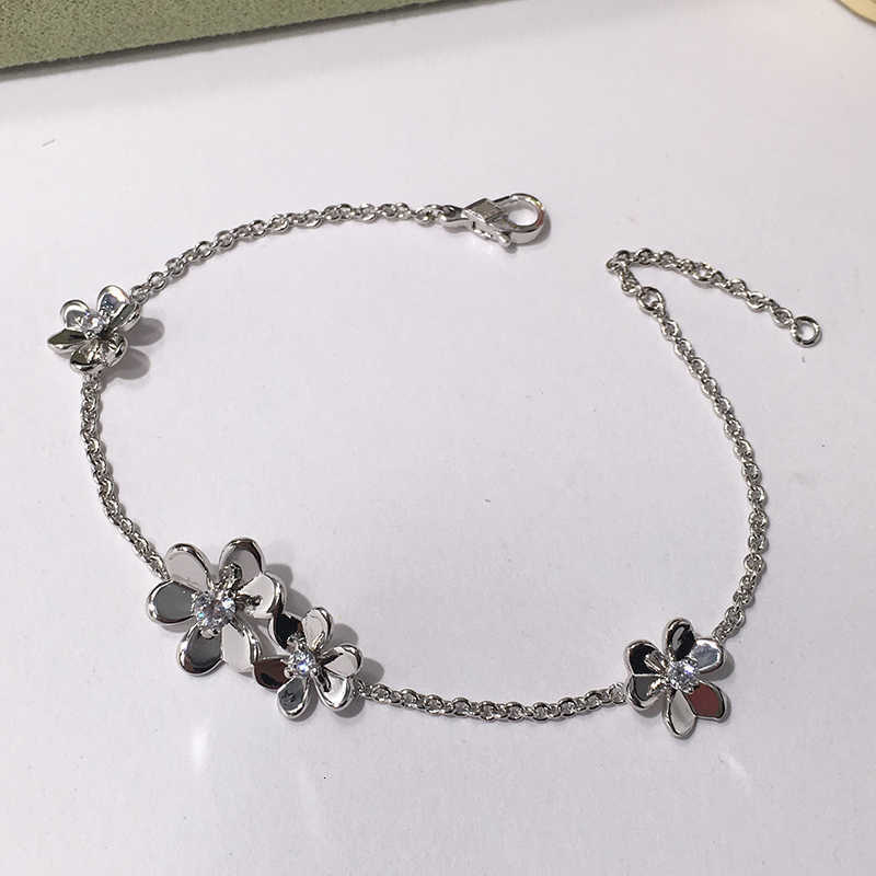 Brand Pure 925 Sterling Silver Clover Bracelet Womens Lucky Charm Jewelry Z250910