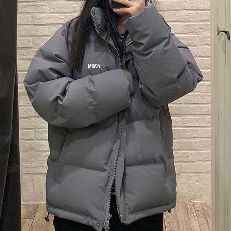 women's parka coat fashion basic cotton down jacket winter soft and thick leisure stand-up collar 211018