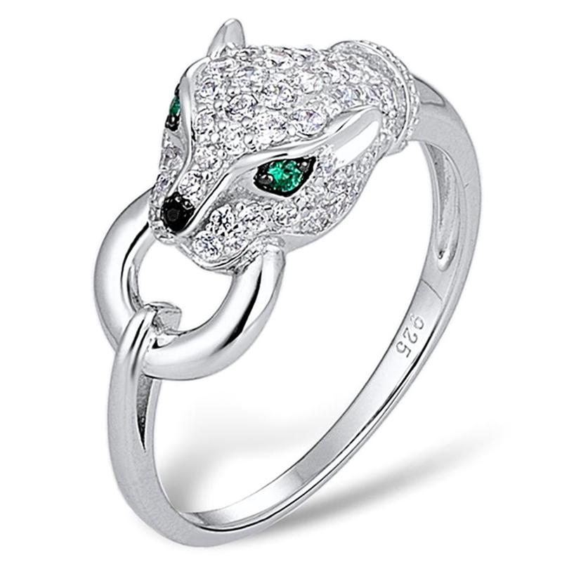 Cluster Rings Fashion Wild Panther Head Ring For Women Pure Creative Cubic Zirconia Party Jewelry