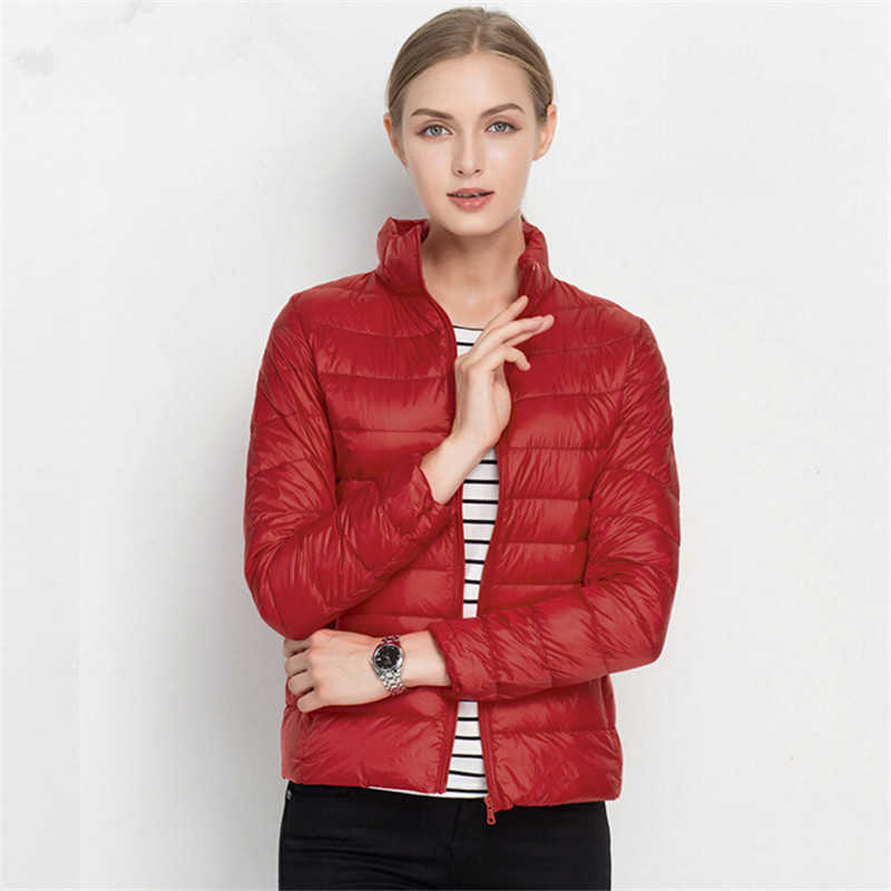 Johnature Women Coat Autumn Winter 90% White Duck Down Jacket 16 Colors Warm Slim Zipper Fashion Light Down Coat 210819
