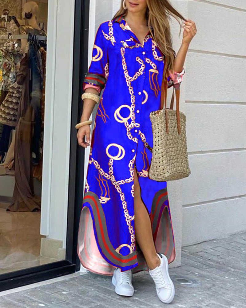 CN975 Fashionable Shirt-style Button Dress Ladies Casual Long Street Dress Large Size Loose Home Commuter Print Dress Women Y0603, Style 3
CN975 Fashionable Shirt-style Button Dress Ladies Casual Long Street Dress Large Size Loose Home Commuter Print Dress Women Y0603, Style 3