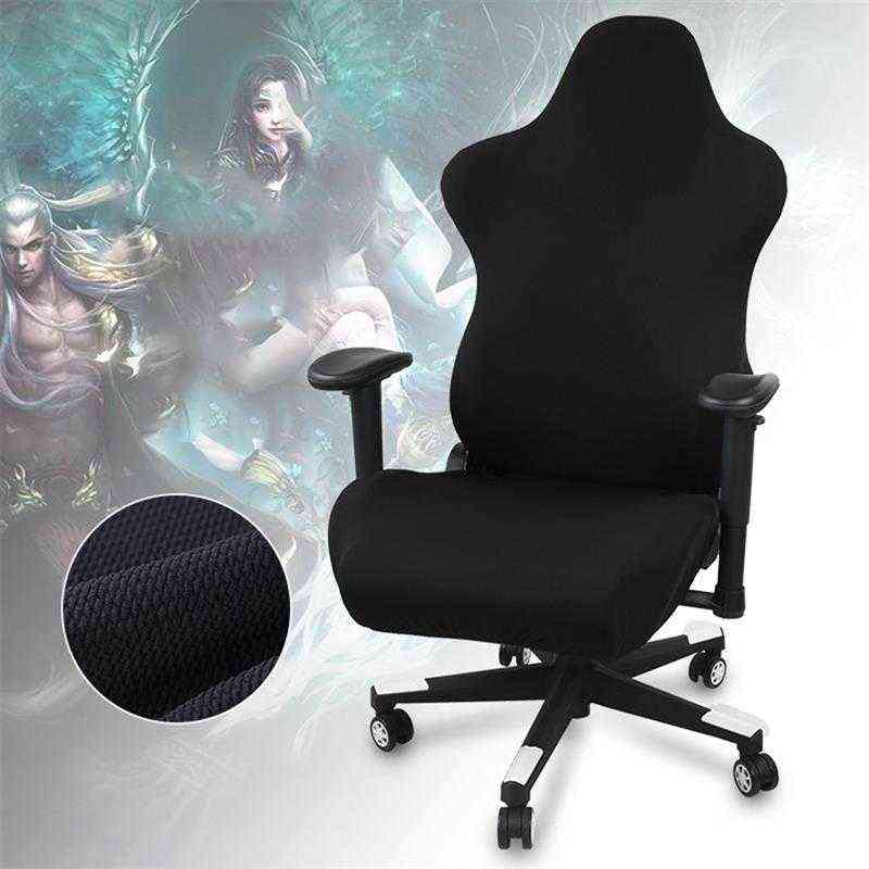 Ergonomic Office Computer Game Chair Slipcovers Stretchy Polyester Black Covers for Reclining Racing Gaming 211207