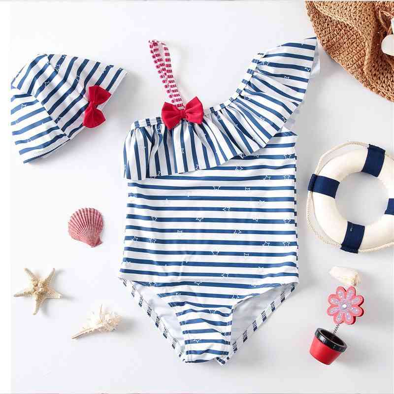 Toddler Kids Baby Girls Striped Stars Swimwear Swimsuit Star Suit Beachwear Summer Children's 210508
