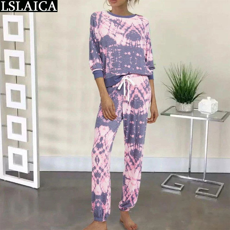 Women's Clothes Casual Pajamas Long Sleeve Tops Pants Two Piece Set Female Tie-Dye Print Loose Home Loungewear Conjuntos Mujer 210520, Lavender
Women's Clothes Casual Pajamas Long Sleeve Tops Pants Two Piece Set Female Tie-Dye Print Loose Home Loungewear Conjuntos Mujer 210520, Lavender