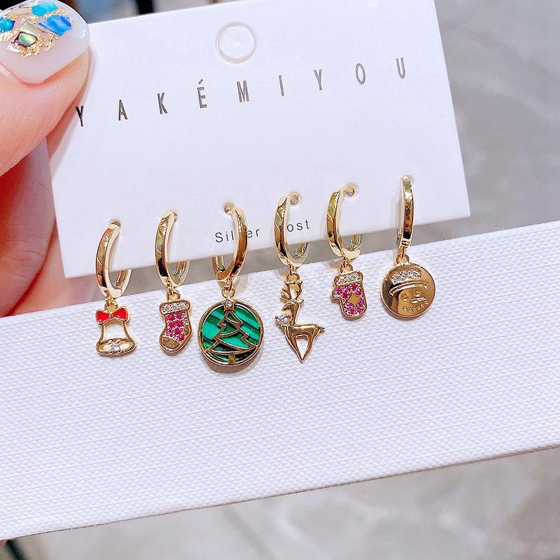 Dangle & Chandelier Trendy 6pcs Christmas Elements Small Pendant Hanging Earrings Set Gold Color Zircon Stone Women Gift Jewelry, Silver
Dangle & Chandelier Trendy 6pcs Christmas Elements Small Pendant Hanging Earrings Set Gold Color Zircon Stone Women Gift Jewelry, Silver