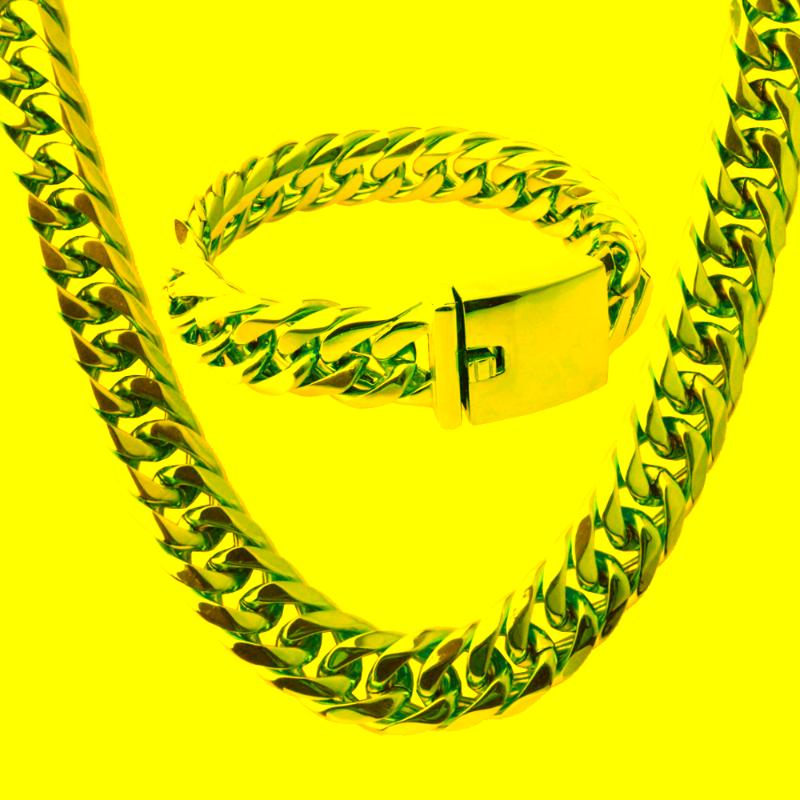 Earrings & Necklace Top Quality Womens Mens Jewelry Set Miami Curb Cuban Link 316L Stainless Steel Hip Hop Gold Silver Color 16mm
Earrings & Necklace Top Quality Womens Mens Jewelry Set Miami Curb Cuban Link 316L Stainless Steel Hip Hop Gold Silver Color 16mm