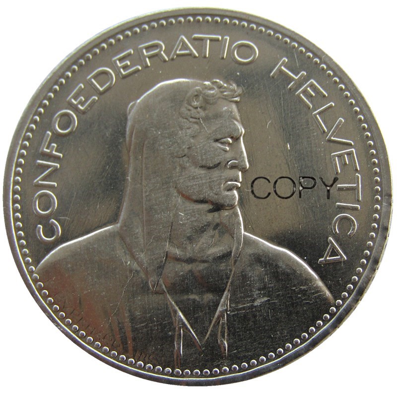 (1937-1954) 5pcs dates for Choice Switzerland (Confederation) Craft 5Francs(5Franken)Nickel Plated Copy Coin(31.45mm)metal dies manufacturing factory Price
(1937-1954) 5pcs dates for Choice Switzerland (Confederation) Craft 5Francs(5Franken)Nickel Plated Copy Coin(31.45mm)metal dies manufacturing factory Price