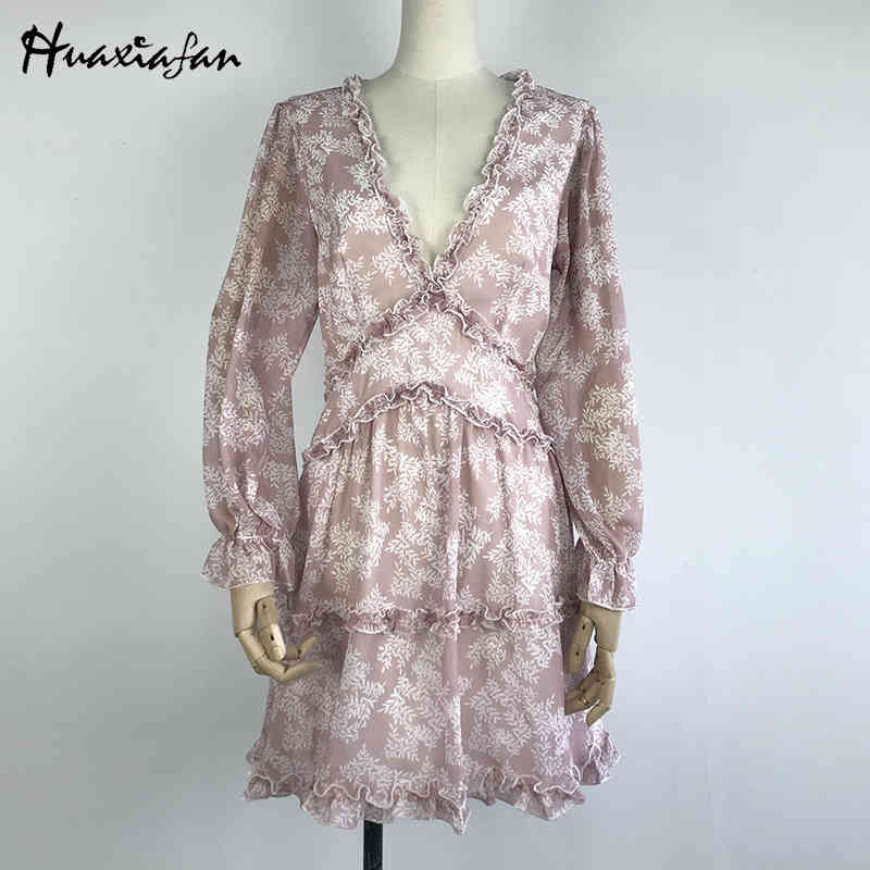 Floral Printed Mini Dress Women Sexy Backless Elegant Ladies Long Sleeve Ruffle Prom Party Summer Beach Short Dress Vestido 210409