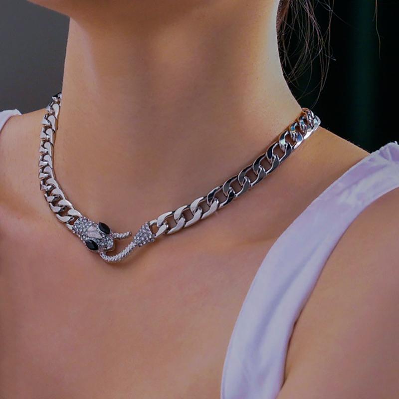 Chains Punk Black Crystal Snake Design Hip- Necklace Stainless Steel Thick Chain Women Men Jewelries
Chains Punk Black Crystal Snake Design Hip- Necklace Stainless Steel Thick Chain Women Men Jewelries