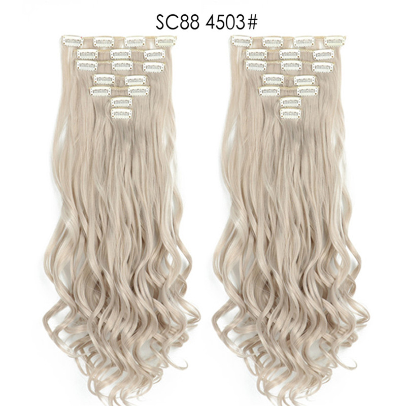 

7pcs/Set 130G Synthetic Clip In On Hair Extension Ponytails 22Inch Curly High Temperature Fiber Hairpieces More Colors Optional