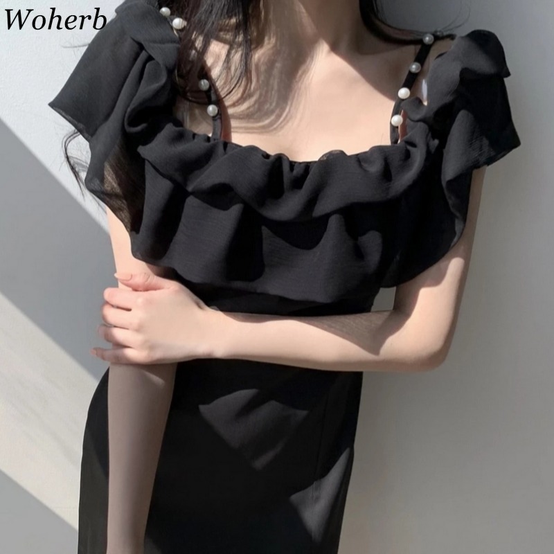 Vestidos Mujer Sexy Beading Off Shoulder Mini Dress Summer Sling Short Sleeve Ruffles Robe Elegant Bodycon Party Dresses 210519