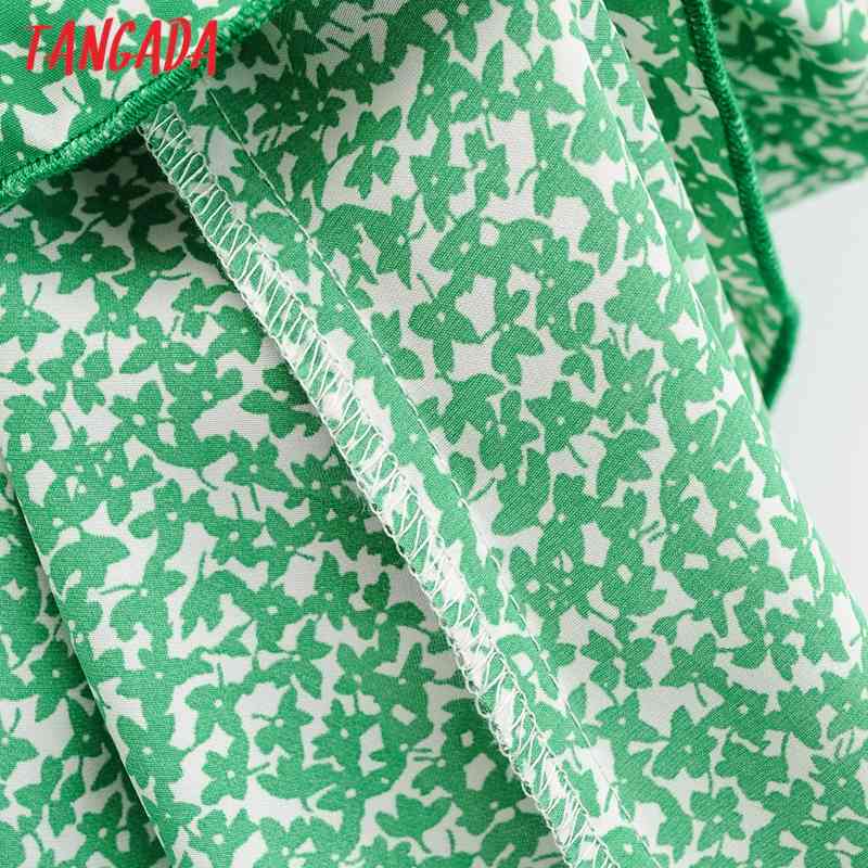 Summer Women Green Leaf Chiffon V Neck Short Sleeve Ladies Mini Dress Vestidos 1F103 210416