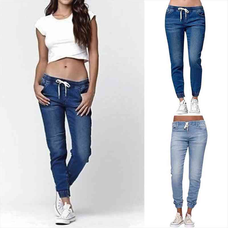 women jeans autumn high waist drawstring lace up casual loose ankle length fashion femme pencil pants plus size, Black
women jeans autumn high waist drawstring lace up casual loose ankle length fashion femme pencil pants plus size, Black