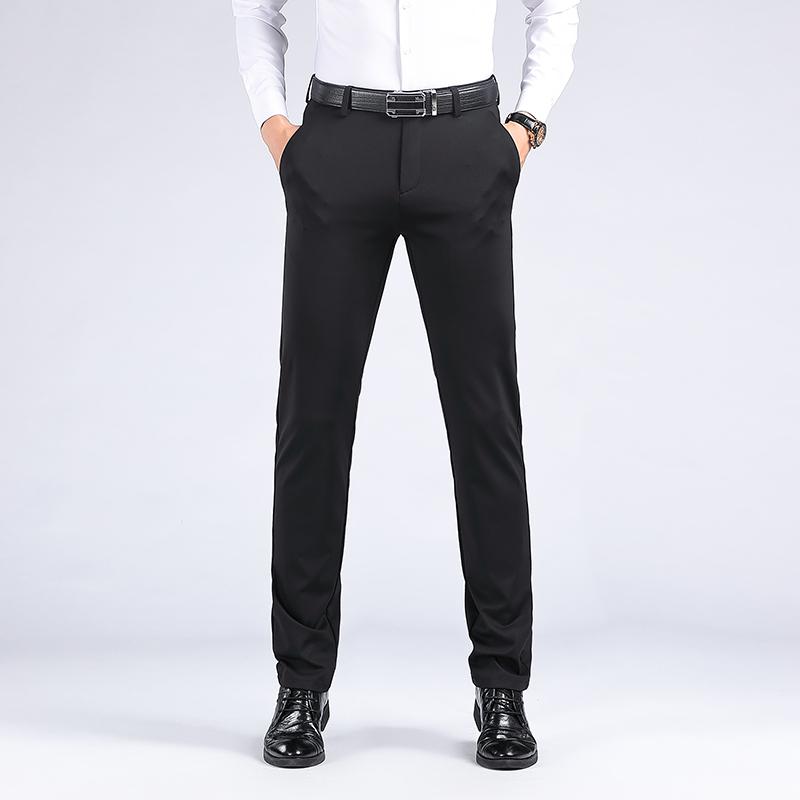 Summer Men's Thin Stretch Trousers Casual Solid Color Youth Non-iron Slim Pants