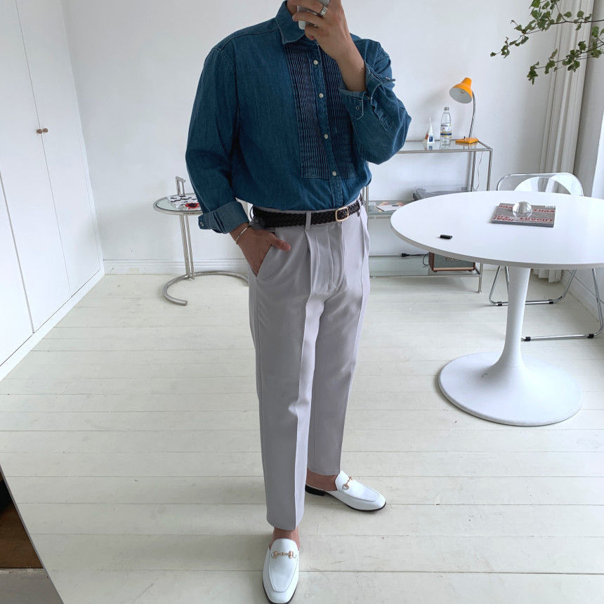 IEFB Spring Loose Oversized Men's Shirt Blue Long Sleeve Denim Shirts Lapel Single Breasted Clothes Korean Trend 9Y7346 210524