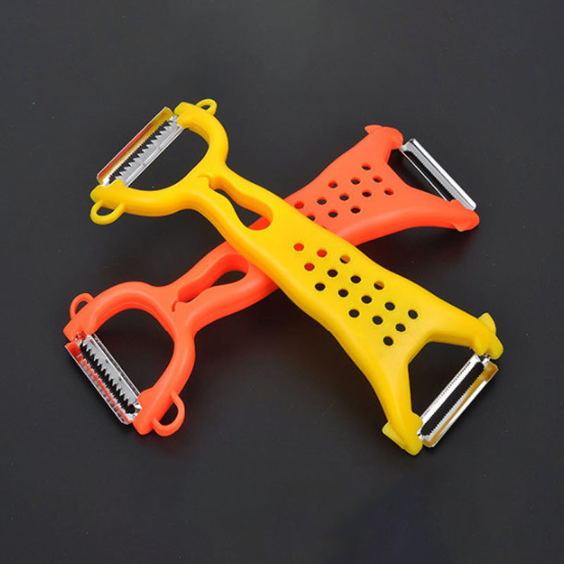 1Pcs Plastic Handle Stainless Steel Blade Double Head Multifunctional Fruit Slicer Vegetables Peeler Cutter Kitchen Tools
