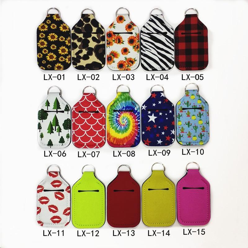DHL Neoprene Hand Sanitizer Bottle Holder Chapstick Holder Keychains Lipstick Holder Keychain Party Favor 24 Styles