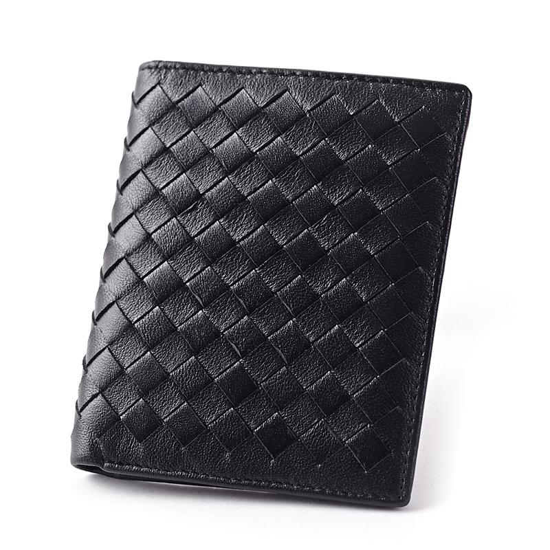 Luxury Knitted Men's Wallet - Premium Sheepskin Leather Fashion Purse for Gentlemen